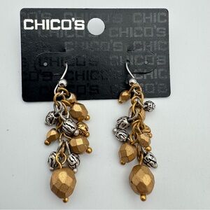 Chico’s Beaded Cluster Drop Earrings – Gold & Silver Tone